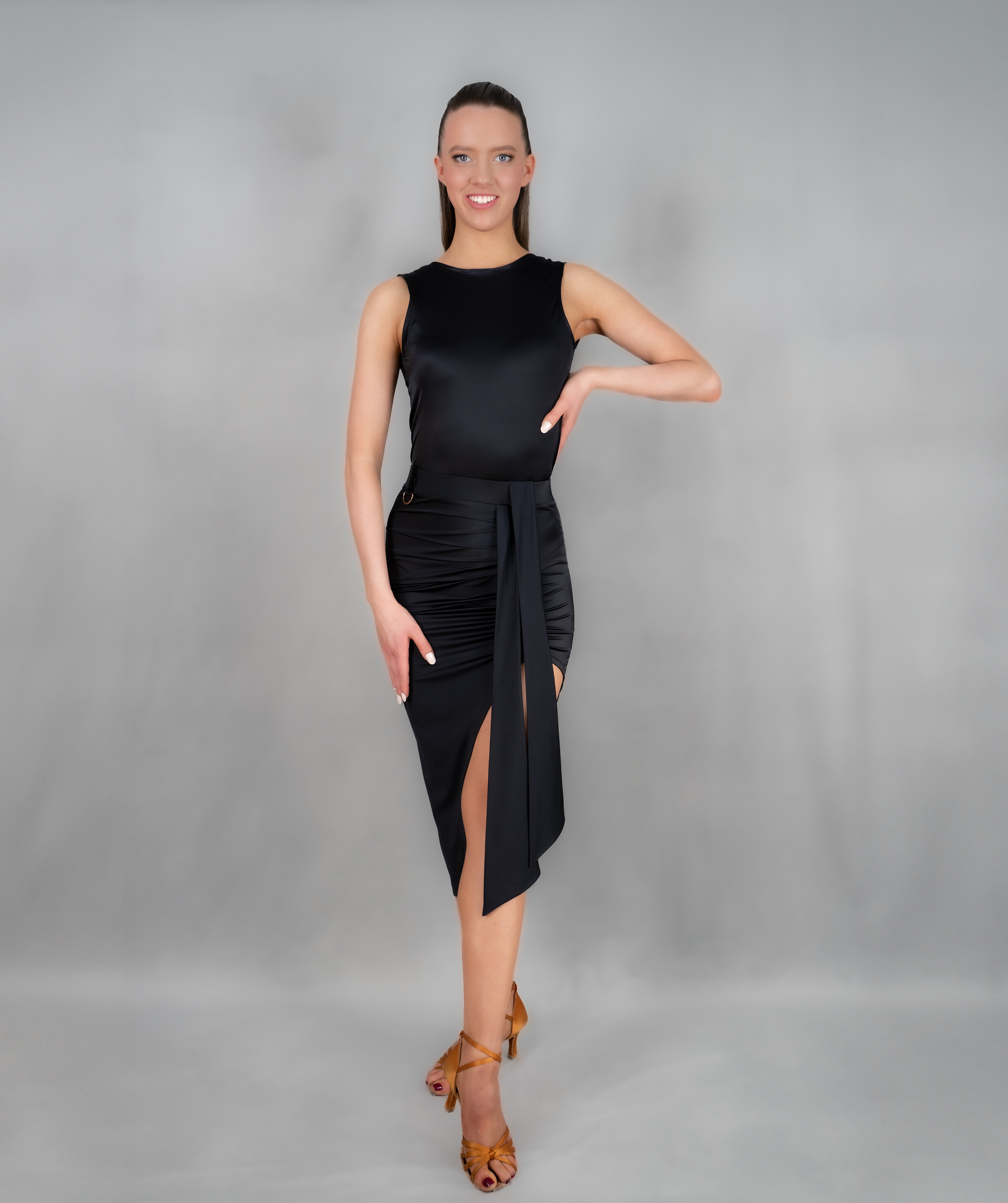 スカート tamastinaclosetDramaticskirt /black34 Ecart Latin Skirt | Asymmetrical Skirt with Sash